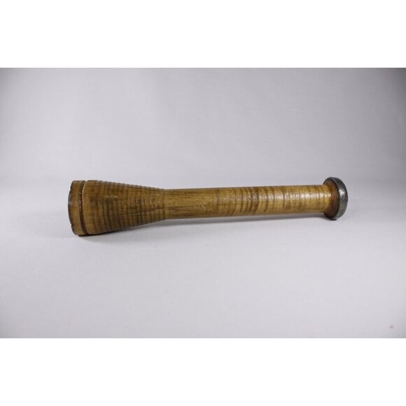 Antique yarn bobbin candlestick holder + 2 Delft blue candles Porceleyne fles, - Picture 3 of 10